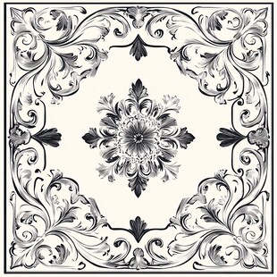 复古黑白花纹装饰图案