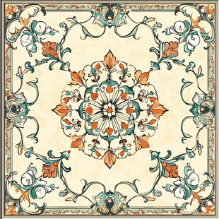 复古花卉方形装饰图案
