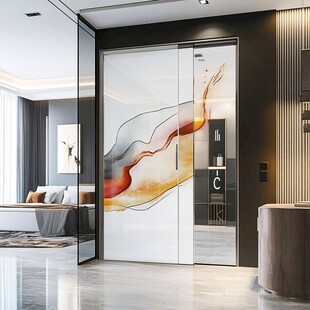 现代风艺术玻璃推拉门设计