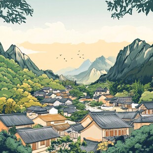 山间古村落 宁静田园景