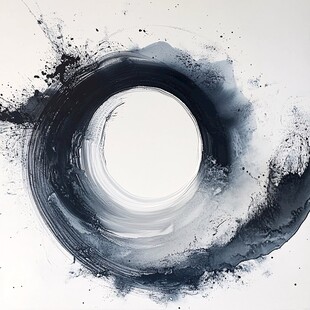 水墨圆环艺术抽象画作