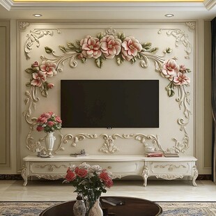 欧式花卉电视背景墙装饰
