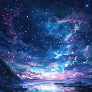 梦幻星空下的静谧海岸