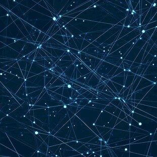 蓝色科技感点线连接背景图