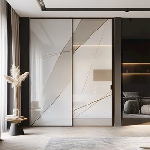 现代简约风玻璃衣柜门设计