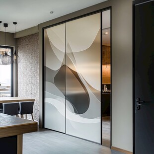现代简约风艺术玻璃推拉门