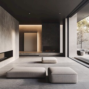 现代极简风室内休闲空间