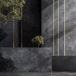 现代风灰调空间绿植景致