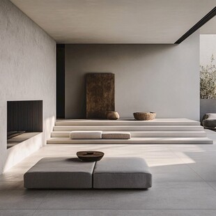 极简风室内下沉式休息空间