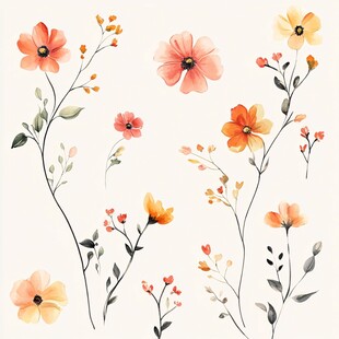 水彩花卉图案设计元素