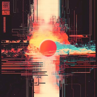 赛博朋克风日出奇幻景象