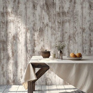 复古风墙面下的温馨餐桌