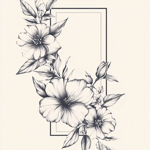 花卉边框插画设计素材