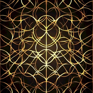 金色几何线条对称装饰图案