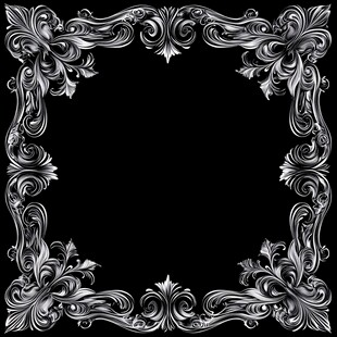 复古银花纹饰黑色边框