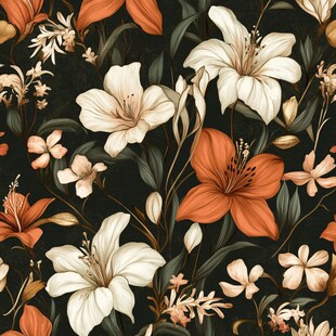 复古花卉图案 优雅植物美学