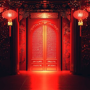 中式红门喜庆场景布置