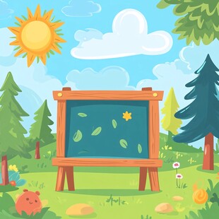 户外黑板旁的自然美景