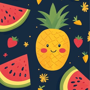 可爱水果插画 欢乐夏日氛围