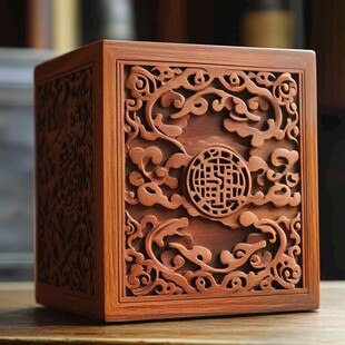 中式雕花木质方盒