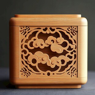 竹制镂空祥云纹精致容器