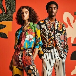 时尚男女的多彩印花穿搭