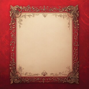 复古金边红底装饰画框