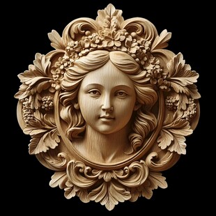 古典木雕美人头像装饰