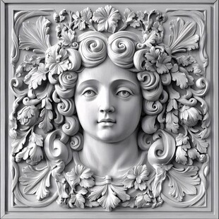 古典女性头像浮雕艺术作品