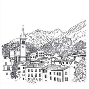 山间小镇的静谧风光