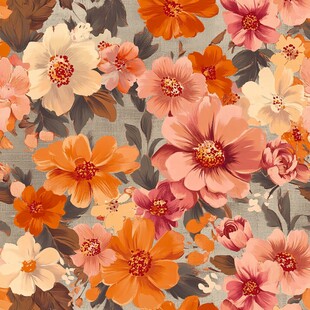 复古风多彩花卉图案背景