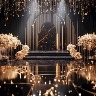 黑金奢华婚礼舞台布置