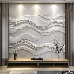 立体波浪背景墙客厅设计