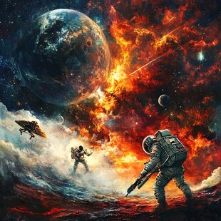 星际激战中的宇航员探险