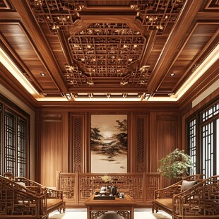 中式典雅客厅室内空间设计