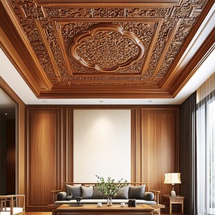 中式木雕天花板客厅美景