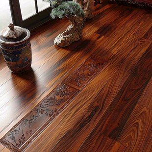 中式实木雕花地板展示