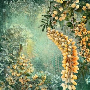 梦幻金链花绿植背景图