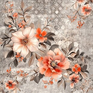 复古花卉图案背景纹理