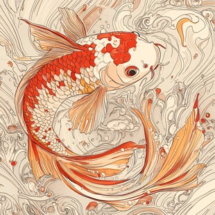 灵动锦鲤于云水间畅游