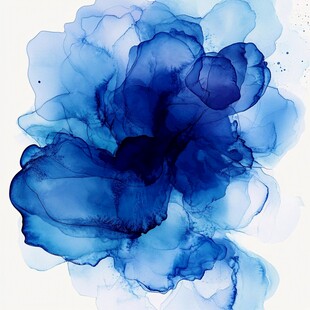 蓝色水墨晕染抽象艺术图案