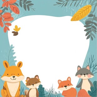 狐狸家族的森林梦幻边框