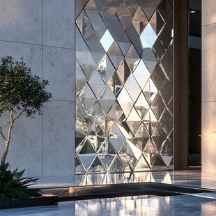 现代几何镜面装饰建筑景观