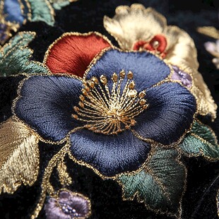 精美刺绣花朵特写