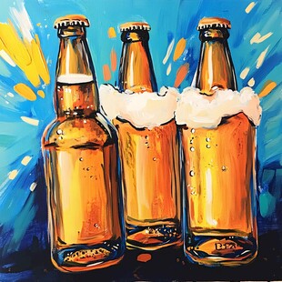 三瓶啤酒的艺术画作
