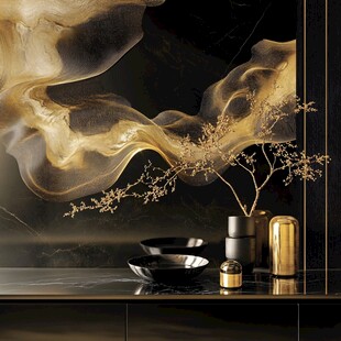 黑金风奢华家居装饰一角