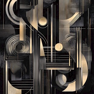 黑金几何抽象艺术装饰画