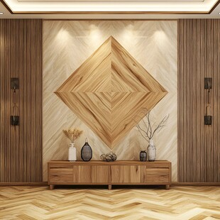 木质几何背景墙家居装饰