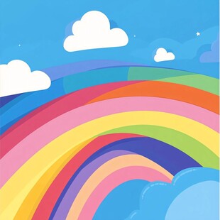 梦幻彩虹天空插画