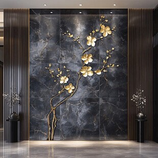 黑金大理石梅花艺术背景墙